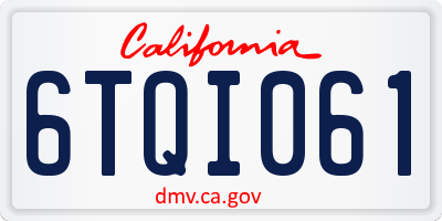 CA license plate 6TQI061