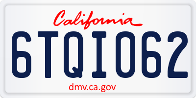 CA license plate 6TQI062