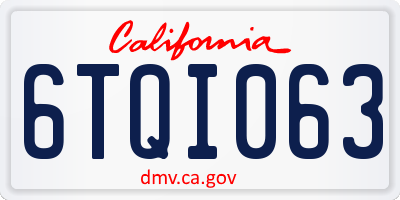 CA license plate 6TQI063