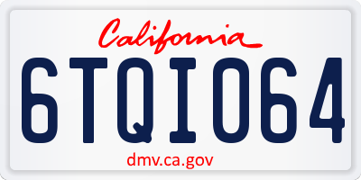 CA license plate 6TQI064