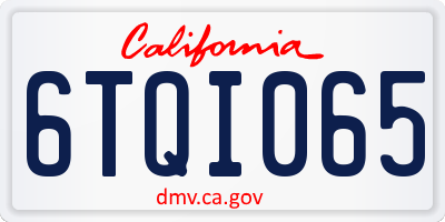 CA license plate 6TQI065