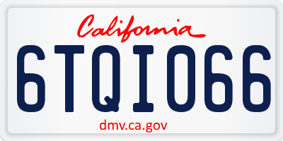 CA license plate 6TQI066