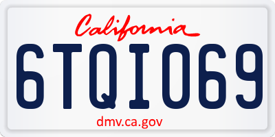 CA license plate 6TQI069