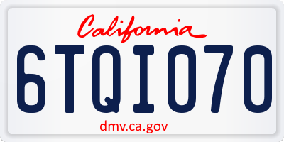 CA license plate 6TQI070