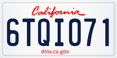 CA license plate 6TQI071