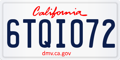 CA license plate 6TQI072