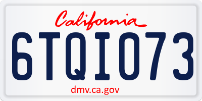 CA license plate 6TQI073