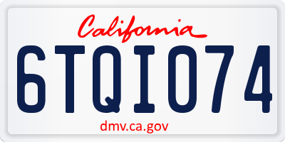 CA license plate 6TQI074