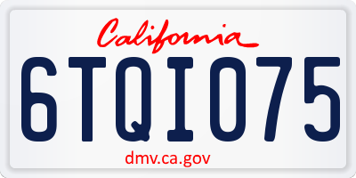 CA license plate 6TQI075