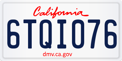 CA license plate 6TQI076