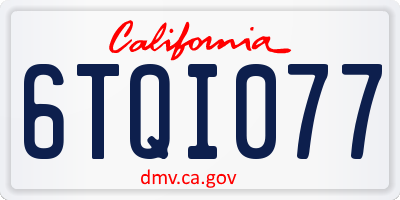 CA license plate 6TQI077