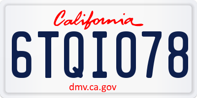 CA license plate 6TQI078