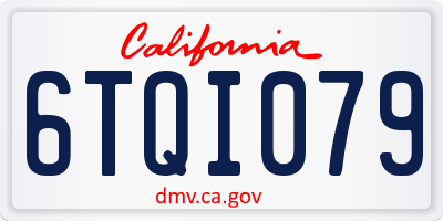 CA license plate 6TQI079