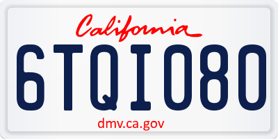 CA license plate 6TQI080