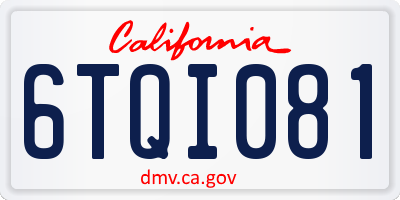 CA license plate 6TQI081