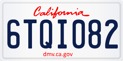 CA license plate 6TQI082