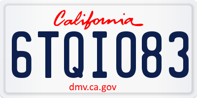 CA license plate 6TQI083