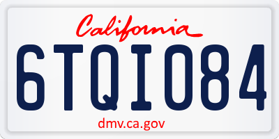 CA license plate 6TQI084