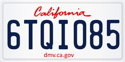 CA license plate 6TQI085