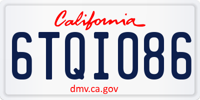 CA license plate 6TQI086