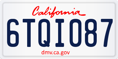 CA license plate 6TQI087