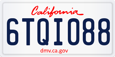 CA license plate 6TQI088