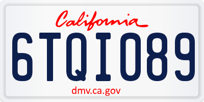 CA license plate 6TQI089