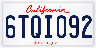 CA license plate 6TQI092