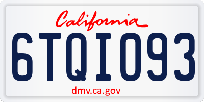 CA license plate 6TQI093