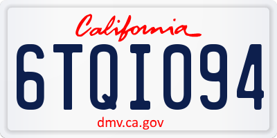 CA license plate 6TQI094