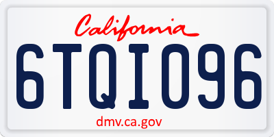 CA license plate 6TQI096