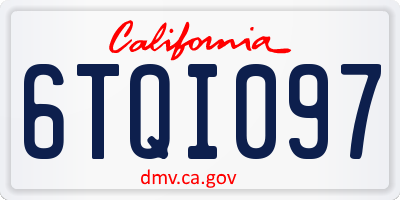 CA license plate 6TQI097