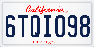 CA license plate 6TQI098