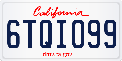 CA license plate 6TQI099