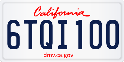 CA license plate 6TQI100