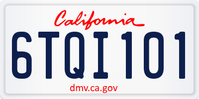 CA license plate 6TQI101