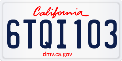 CA license plate 6TQI103