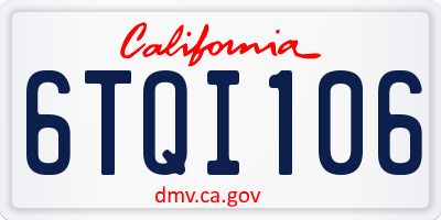 CA license plate 6TQI106