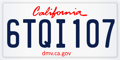 CA license plate 6TQI107