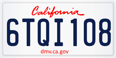 CA license plate 6TQI108