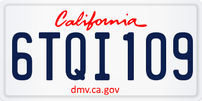 CA license plate 6TQI109