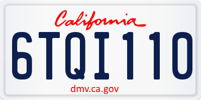 CA license plate 6TQI110