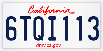 CA license plate 6TQI113