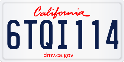 CA license plate 6TQI114