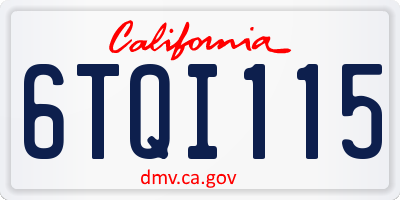 CA license plate 6TQI115