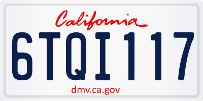 CA license plate 6TQI117