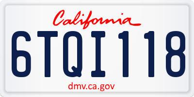 CA license plate 6TQI118