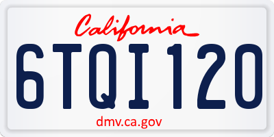 CA license plate 6TQI120