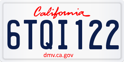 CA license plate 6TQI122