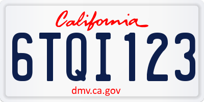 CA license plate 6TQI123